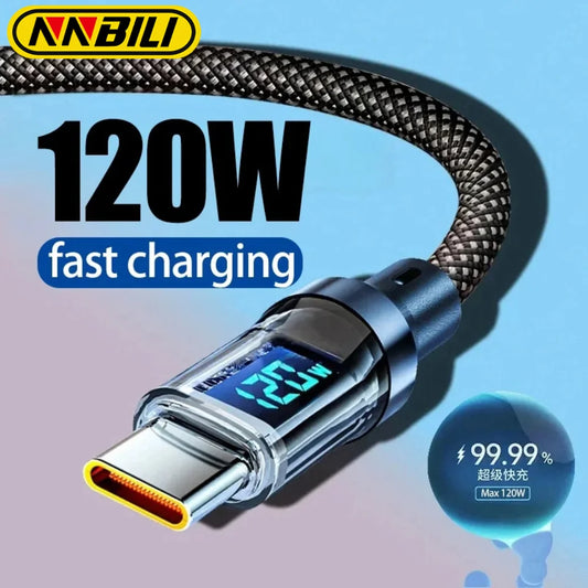 NNBILI New 120W LED Digital Display Quick Charge USB Type C Cable For