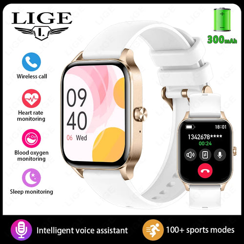 LIGE Fashion Smart Watch Women 1.85” HD Screen Custom Watch Face