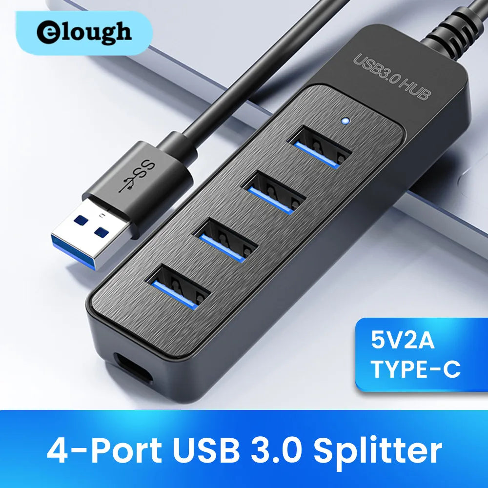 Elough 4 Ports USB HUB 3.0 High Speed Multi USB 3.0 Splitter Type c