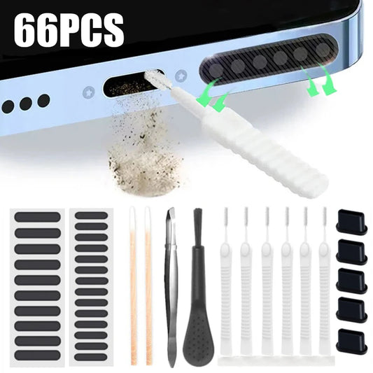 66PCS Mobile Phone Speaker Charging Port Cleaning Set Dust Plug for