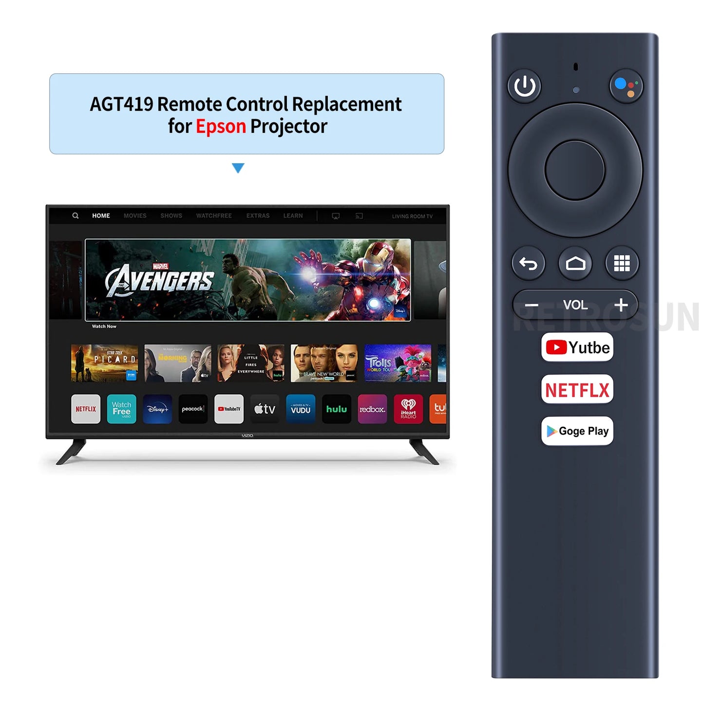 Voice Bluetooth Remote Control For Ematic 4K UHD Android TV Box AGT418
