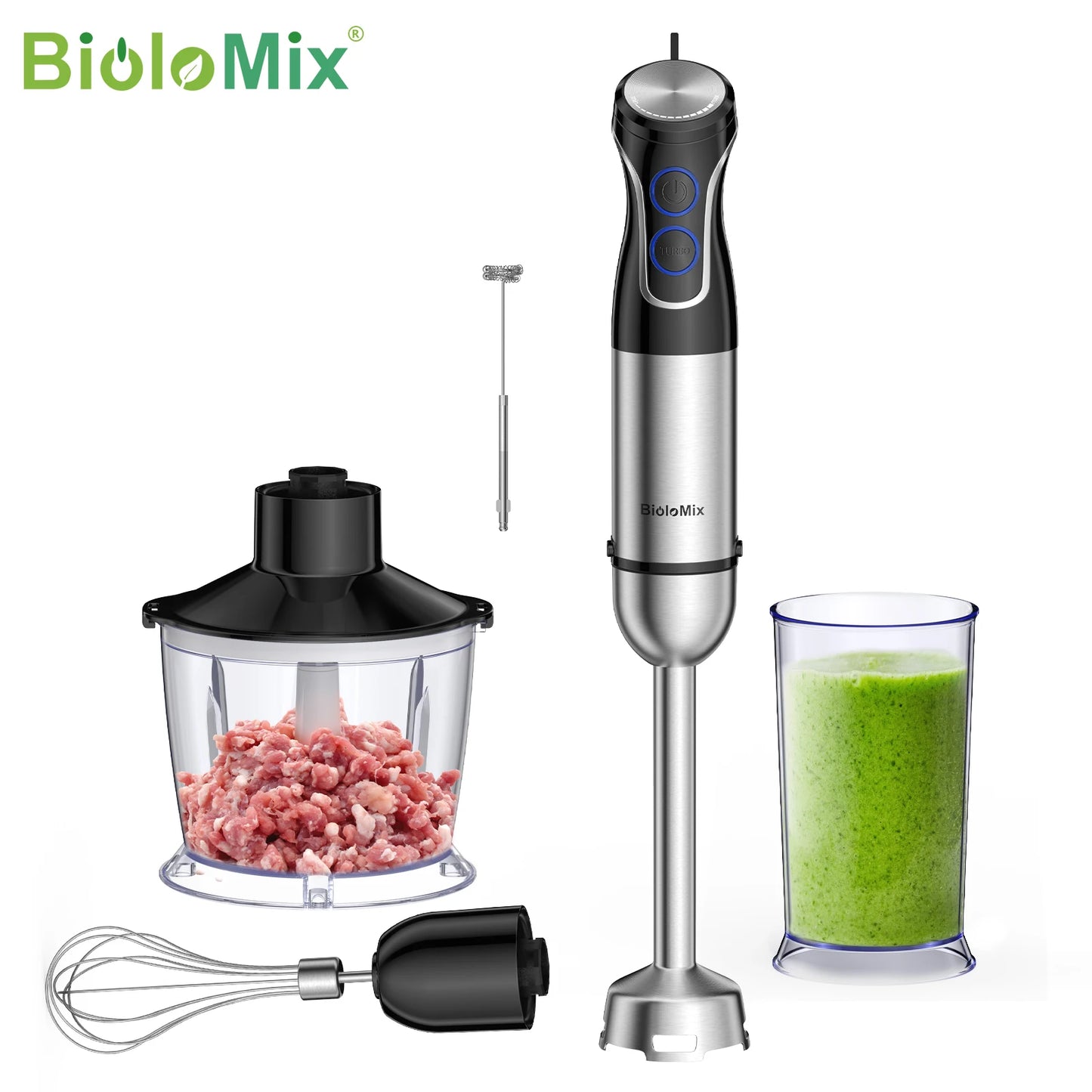 BioloMix 5 in 1 Immersion Hand Blender,1500W Blender with 304