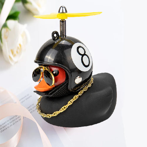 Car Duck With Helmet Broken Wind Pendant Small Yellow Duck Road Bike
