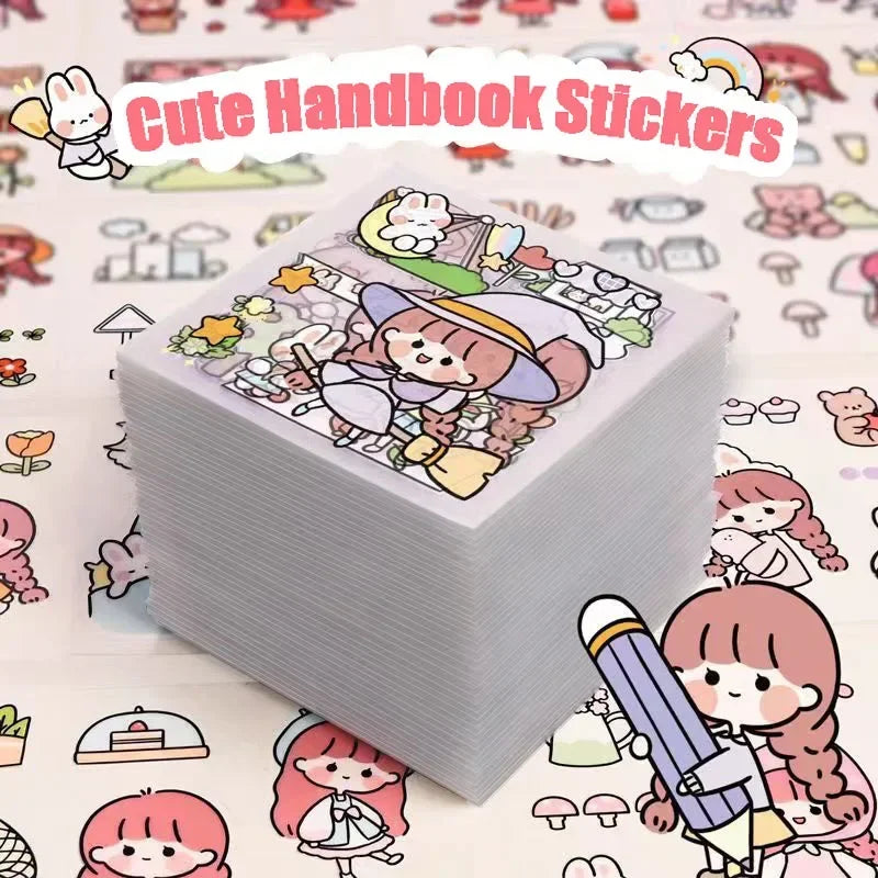 10/100Pcs Kawaii Stickers PET Pattern Cartoon Scrapbooking Cute
