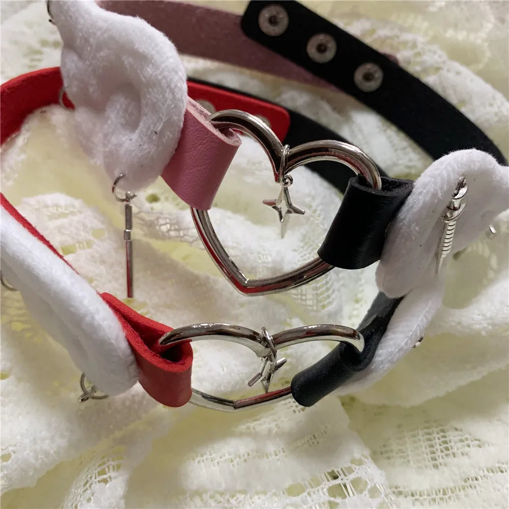 Grunge Jewelry Pink Wings Cross Choker Cosplay Sexy Accessory Harajuku