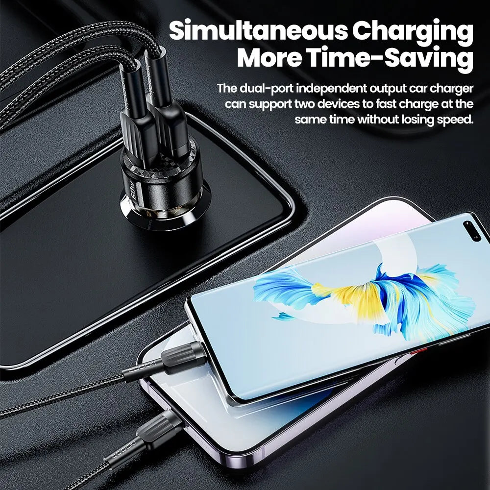 Toocki 60W Car Charger 30W Quick Charge Transparent Case PD 27W for