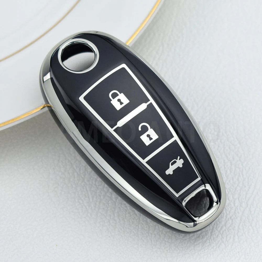 TPU Silver Line Car Smart Key Cover Case Bag Protector For Suzuki
