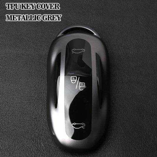 for Tesla Key Fob Cover Model 3 S Y Accessories Metallic Gray TPU Key