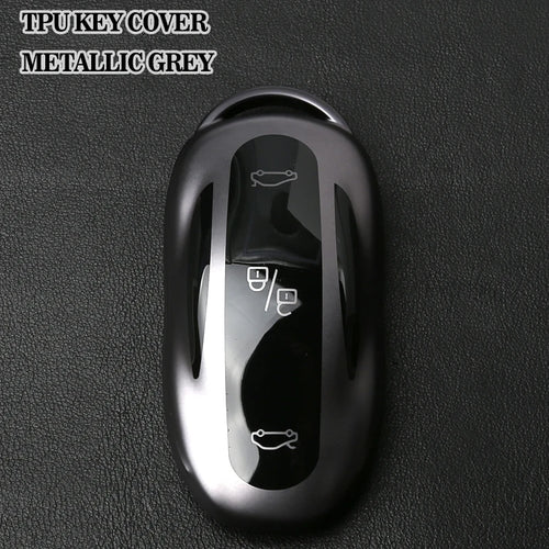 for Tesla Key Fob Cover Model 3 S Y Accessories Metallic Gray TPU Key