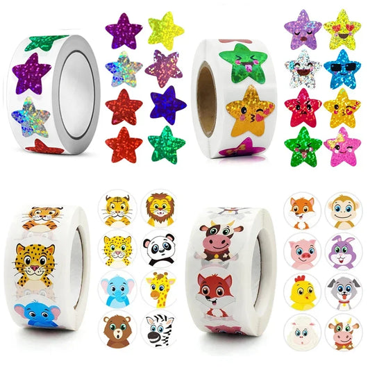 500/1000PCs Colorful Star Adhesive Stickers Kawaii Animal Scrapbook