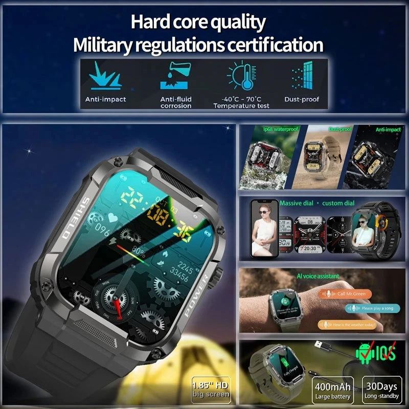 New Smart Watch Men Military Quality Outdoor Waterproof Anti Falling