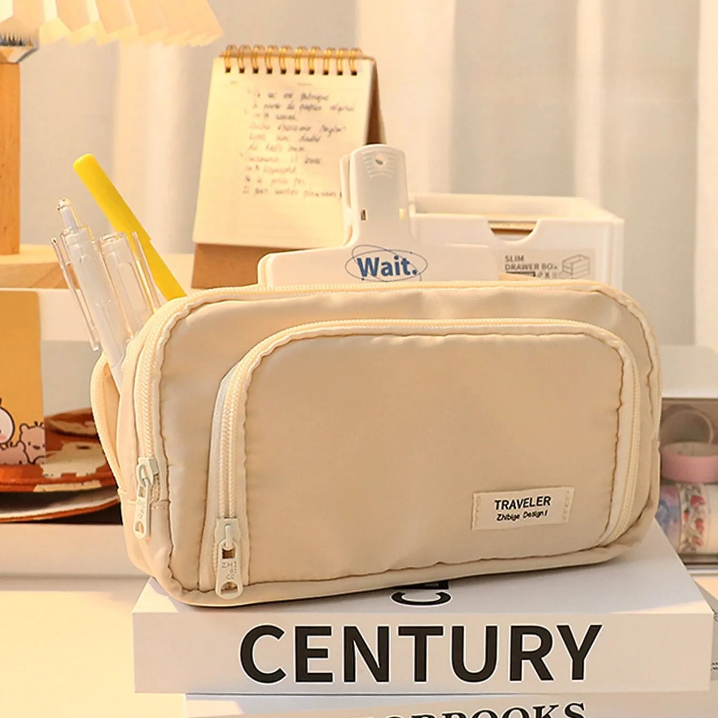 1pc Stationery Bag Pencil Case Large Capacity Pen Case Stationery Box