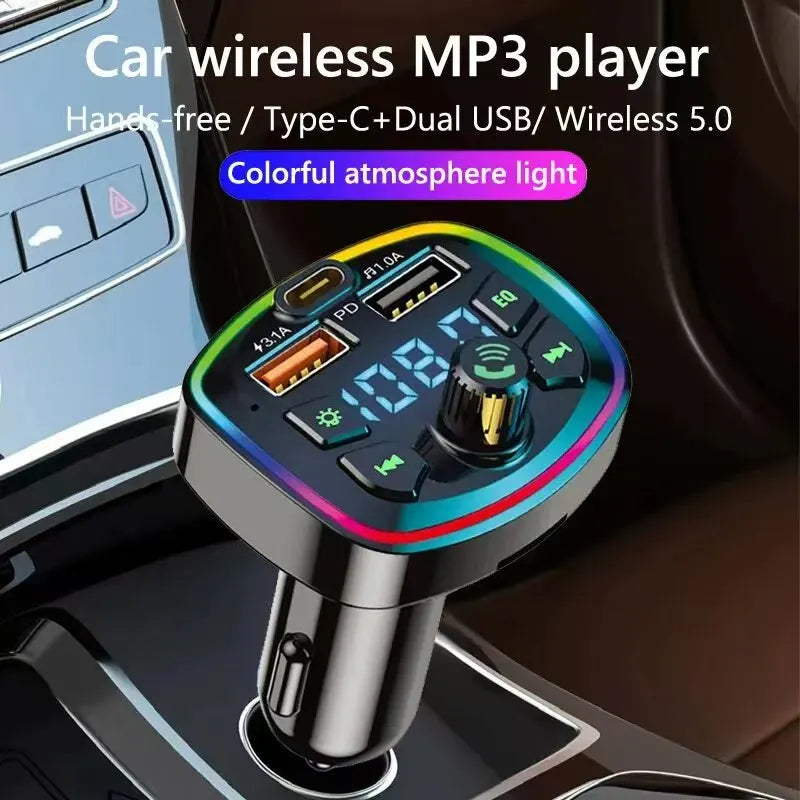 Car Charger FM Transmitter Bluetooth5.0 Hands Free True 3.1A Dual USB
