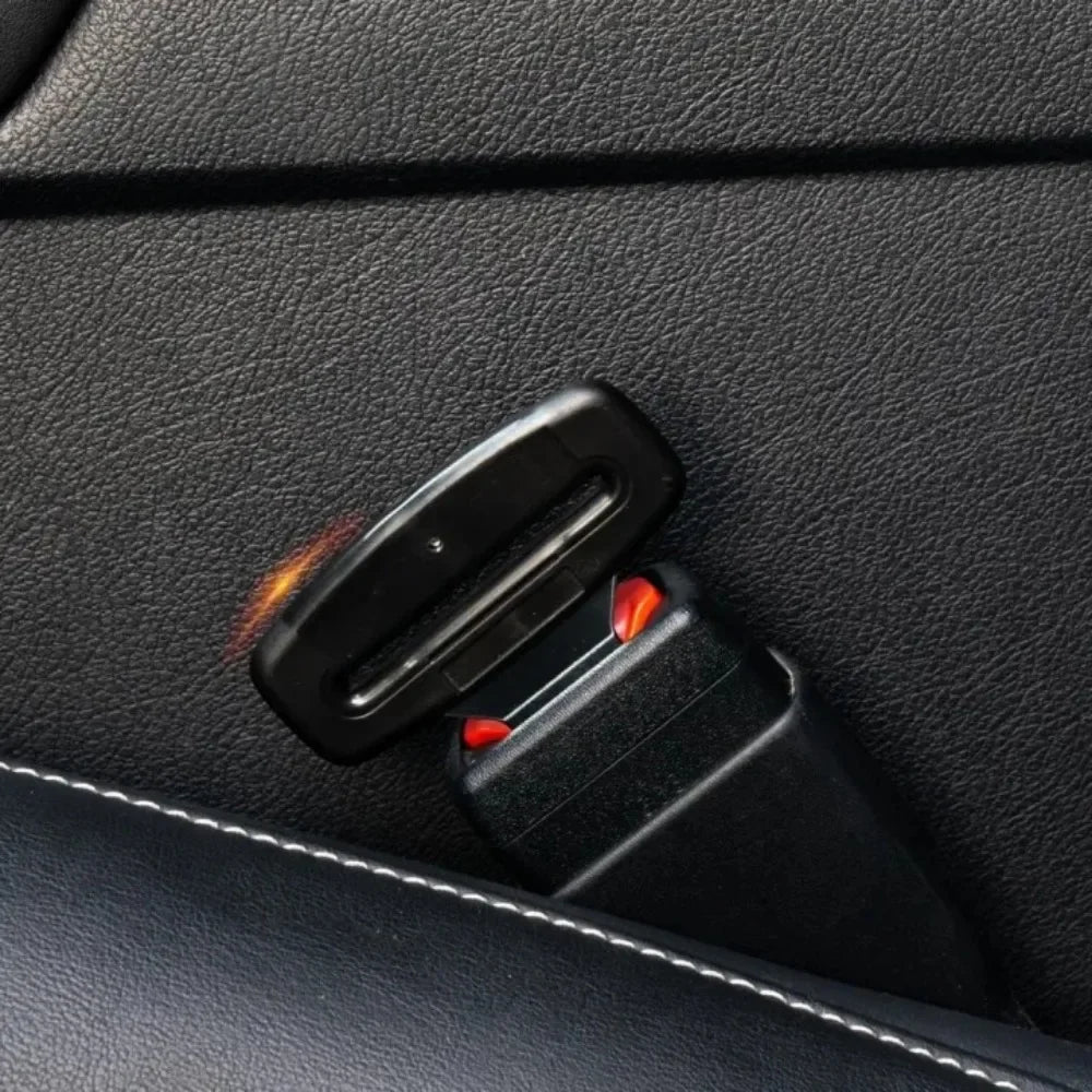 2pcs Car Safety Belt Lock Universal Adjustable Black Straight Lock