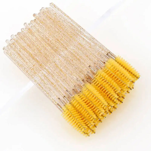 50Pcs Makeup Brushes Disposable Crystal Eyebrow Brush Diamond Handle