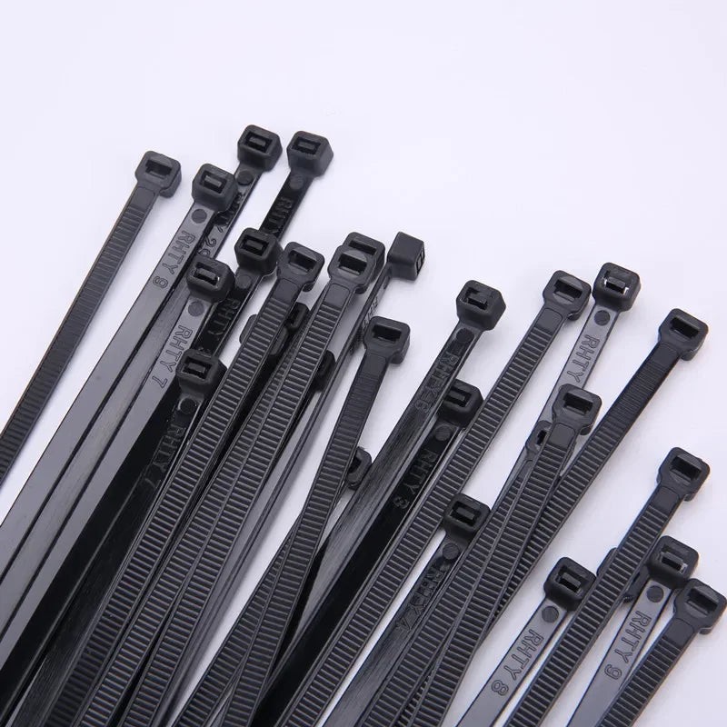 Self-locking plastic nylon tie 100 PCS black cable tie fastening ring