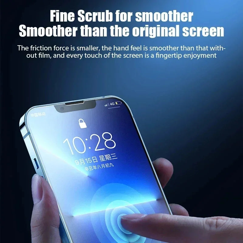 4Pcs Matte Tempered Glass For iPhone 14 13 12 11 15 Pro Max 7 8 16