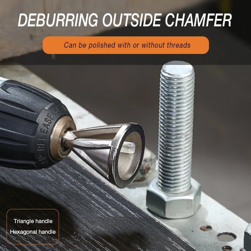Deburring External Chamfer Tool Metal Hex Triangle Trimming Drill Bit