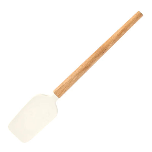 2Pcs/Set White Silicone Cream Spatula Non-stick Pastry Blenders Wood