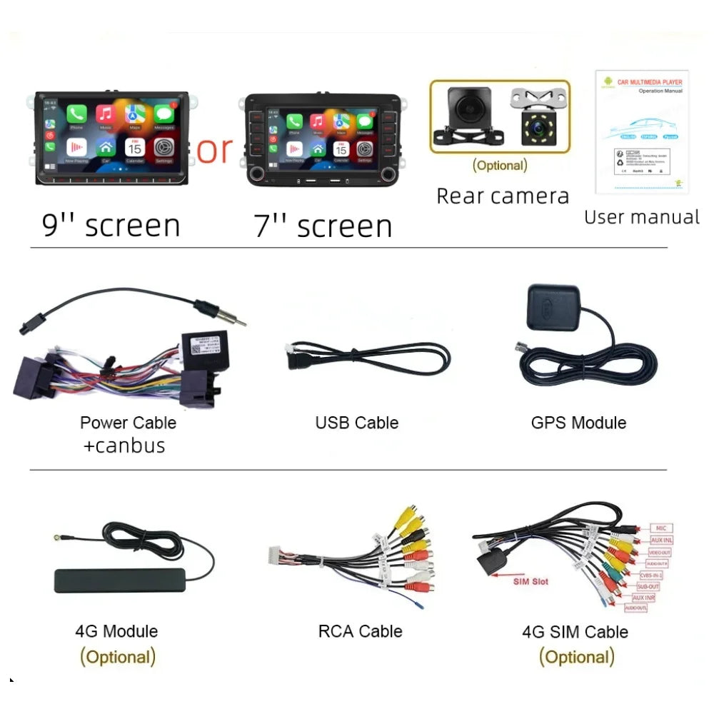 2Din Car Radio Android for Volkswagen Golf 5 6 Polo Passat B6 B7 CC