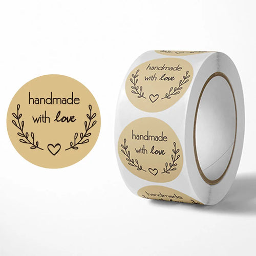 500Pcs Kraft Paper Handmade with Love Thank YOU Stickers DlY