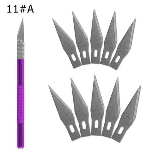 Engraving Non-Slip Metal Knife Kit + 40/10pcs #11 Blades Cutter Craft