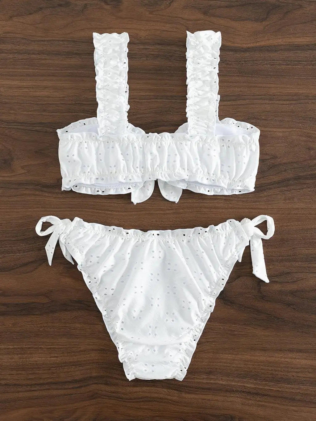 Schiffy Knot Front Tie Side Bikinis 2024 White Swimsuit Women Swimwear