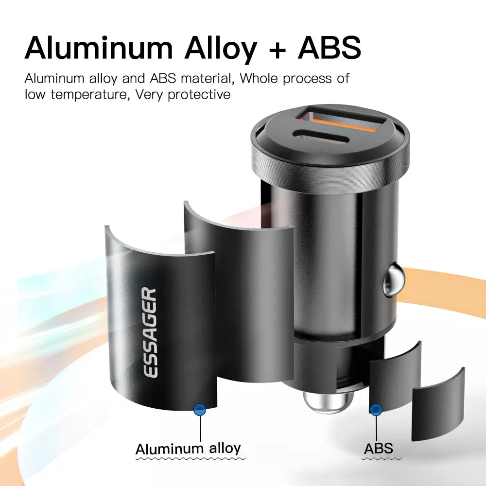 Essager 30W 5A QC PD 3.0 SCP USB Car Charger Quick Charge4.0 USB Type