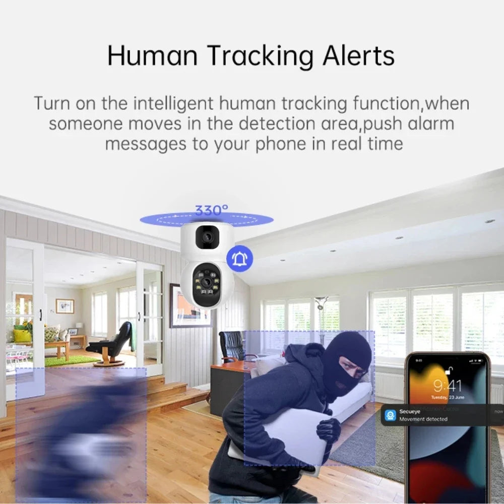 ICSEE 4K 8MP Dual Lens 2K 4MP Wifi IP PTZ Dome Indoor Auto-Tracking