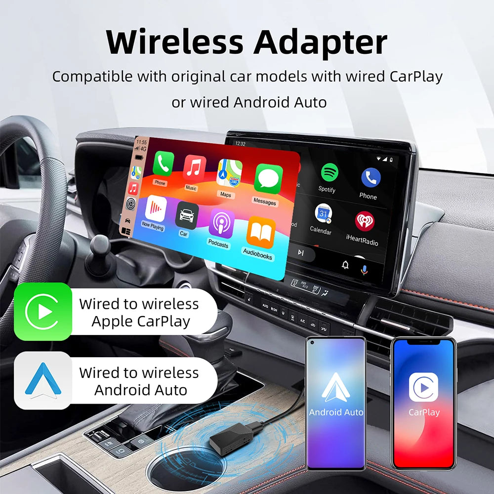 NEW 2in1 Wireless CarPlay Android Auto Wireless Adapter Smart USB