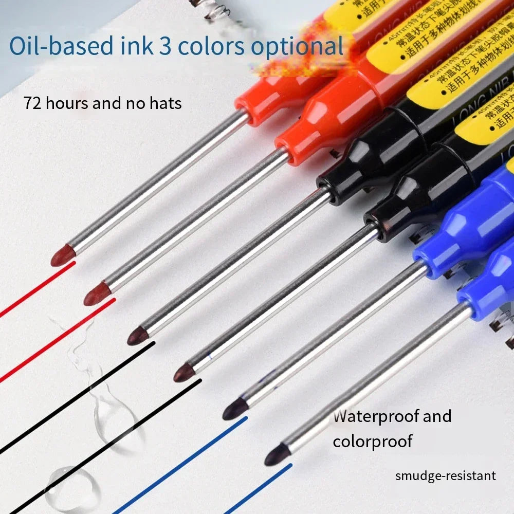 45mm Waterproof Deep Hole Marker Pens Long Nib Head Carpenter Pen