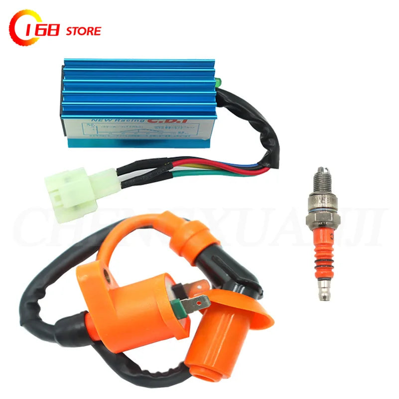 Motorcycle Performance Ignition Coil Racing AC CDI Spark Plug for GY6