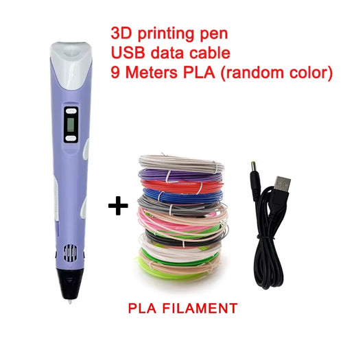 Electronic 3D Printing Pen with 9M PLA Consumables High-Temperature 3D