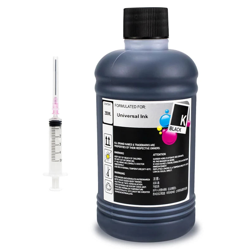 250ML Universal Refill Ink With Injector Kit Compatible for HP Canon