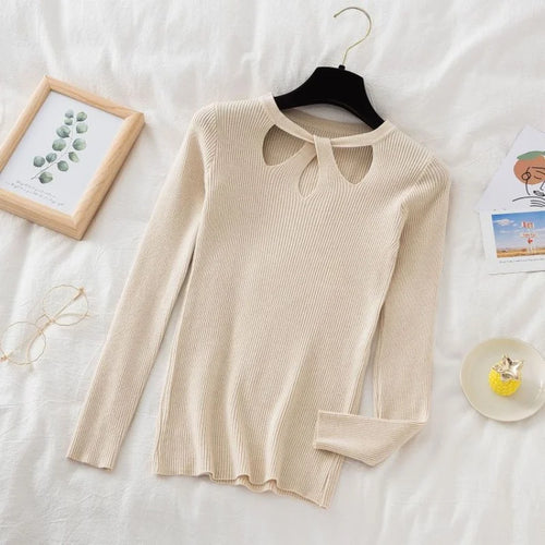 2024 Autumn Hollow Out Sexy Women Sweater Fashion Winter New Vintage