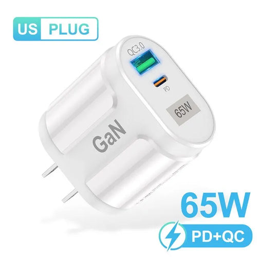USLION 65W GaN USB C Charger Quick Charge Korea EU US Plug PD USB-C