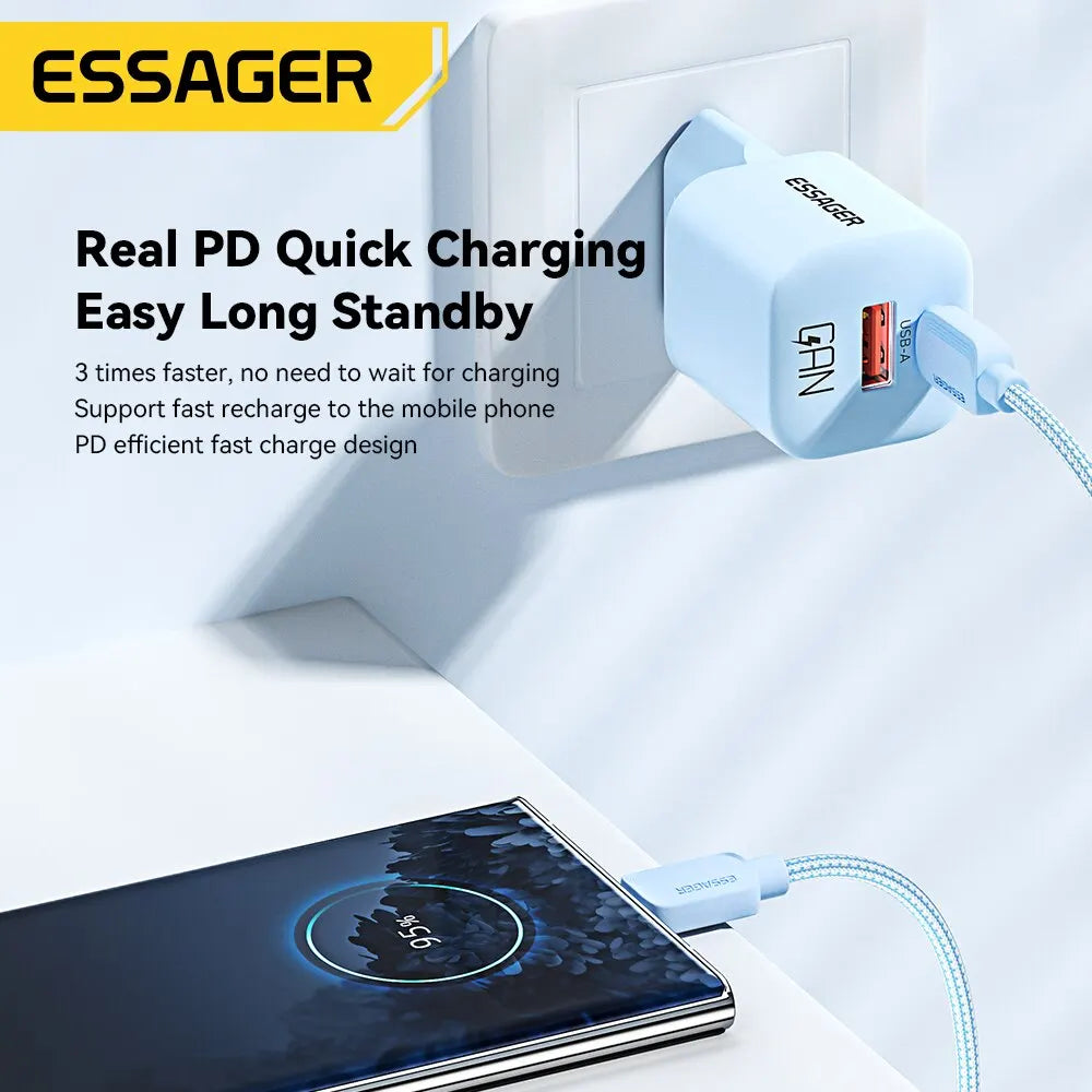 Essager 20W GaN USB Type C Charger PD Fast Charge Phone QC 3.0 Quick