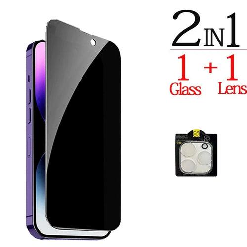 Anti-Spy Glass For iPhone 16 15 14 13 Pro Max Privacy Screen