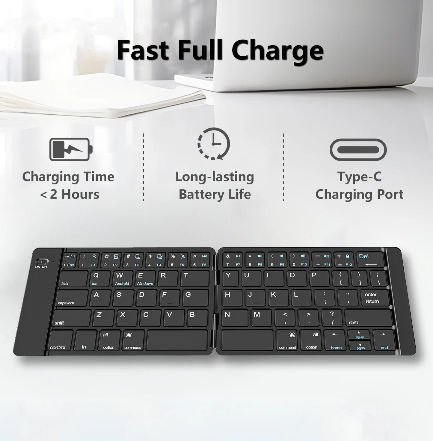 Mini Foldable Wireless Keyboard Ultra Slim Portable Bluetooth Keyboard