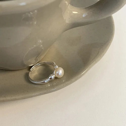 INS Minimalist Silver Color Irregular Wrinkled Surface Finger Rings