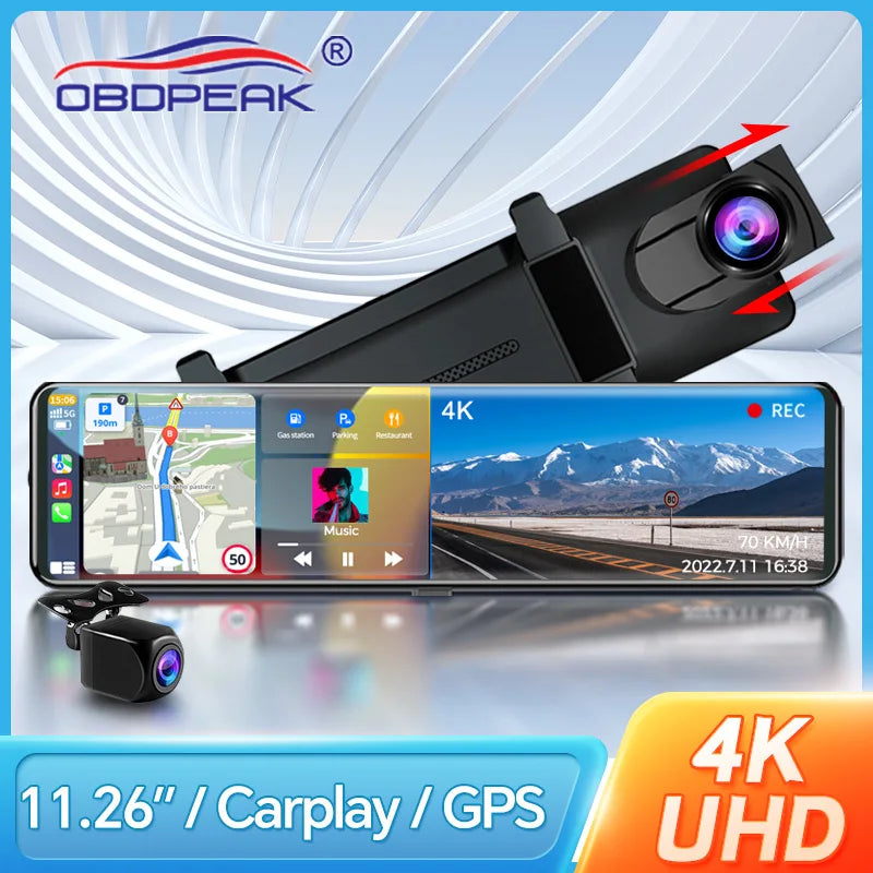 K4 11.26 Inch Carplay & Android Auto 4K 2160P Wifi Dash Cam Rearview