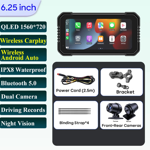 6.25 inch Motorcycle Navigation Screen 1560*720 Wireless CarPlay