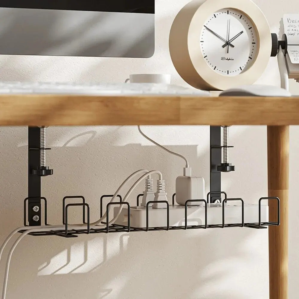 Under Table Storage Rack Metal Cable Management Tray Home Office Desk