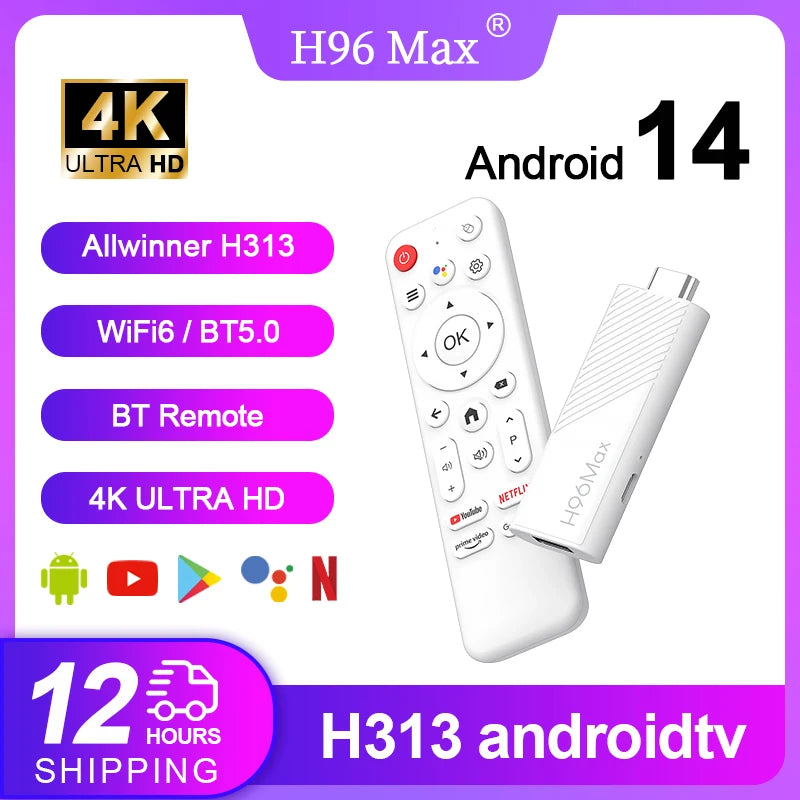 2024 H96 MAX H313 TV Stick Android 14 2GB 16GB 8GB Dual Wifi6 BT5.0 4K