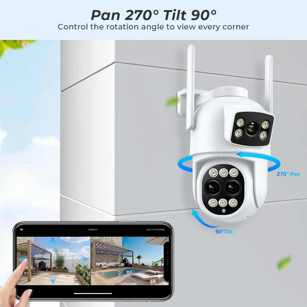 12MP 6K WiFi IP Camera 8X Zoom Dual Screens 8MP PTZ Wifi Surveillance
