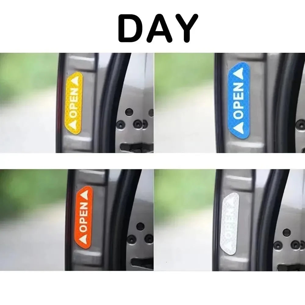 4PCS Reflective Car Door Sticker Safety Opening Warning Reflector Tape