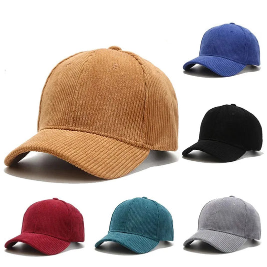 Spring Autumn Corduroy Baseball Cap for Women Men Unisex Vintage Solid