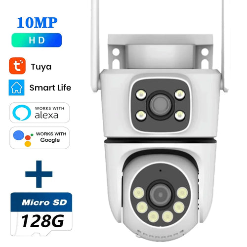 Tuya 10MP Dual-Lens 5G Wifi Camera PTZ Outdoor 4K HD Dual Screen Home
