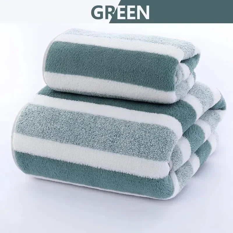 Striped Pattern Towel Set Soft Hand Towel Bath Towel Quick Drying