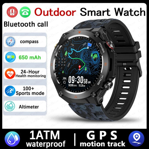 For Huawei Xiaomi GPS Outdoor Military Smart Watch Men 5ATM Waterproof